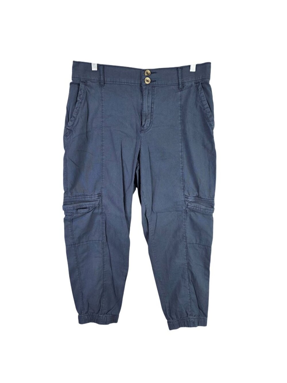 Womens Sonoma Navy Blue Cargo Capri Pants Cotton Blend Stretch Size 10